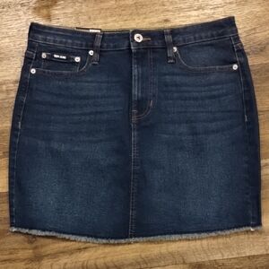 DKNY Jeans Blue Denim Skirt A-Line Mid-Rise Denim Frayed Jeans Skirt Size 10 NWT